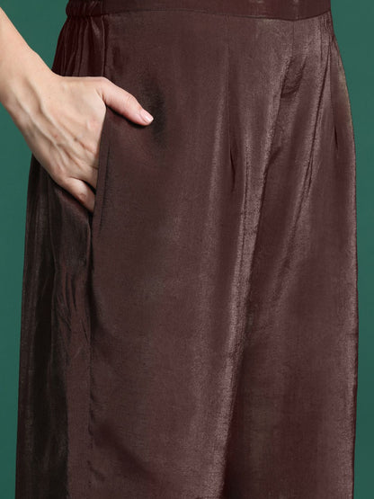Indyancart IE Floral Embroidered Liva Kurta with Trousers & With Dupatta