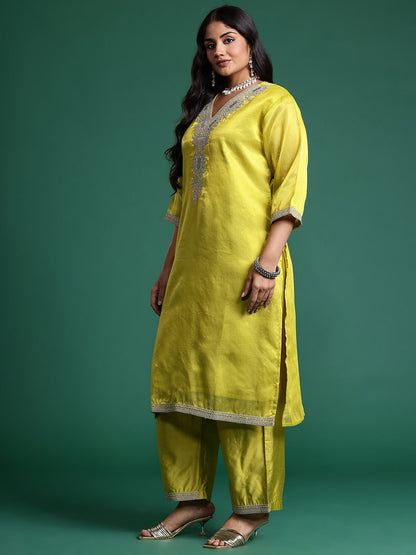 Indyancart IE Embroidered Kurta with Trousers & Dupatta
