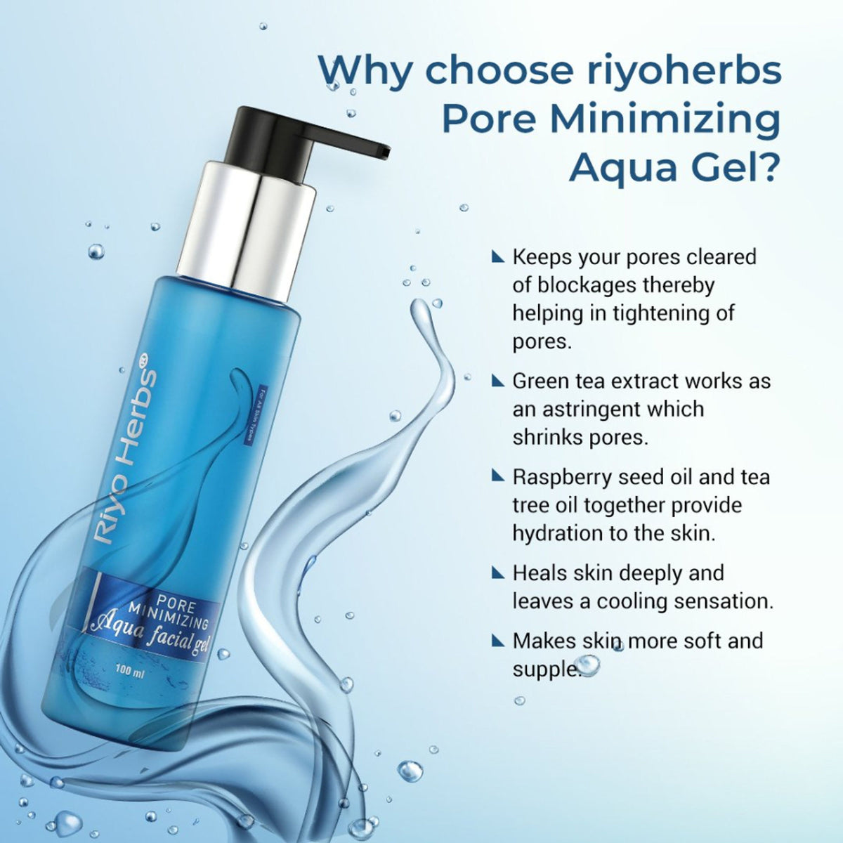 Riyo Herbs Pore Minimizing Aqua Gel with Raspberry Seed Magic for Smooth Skin