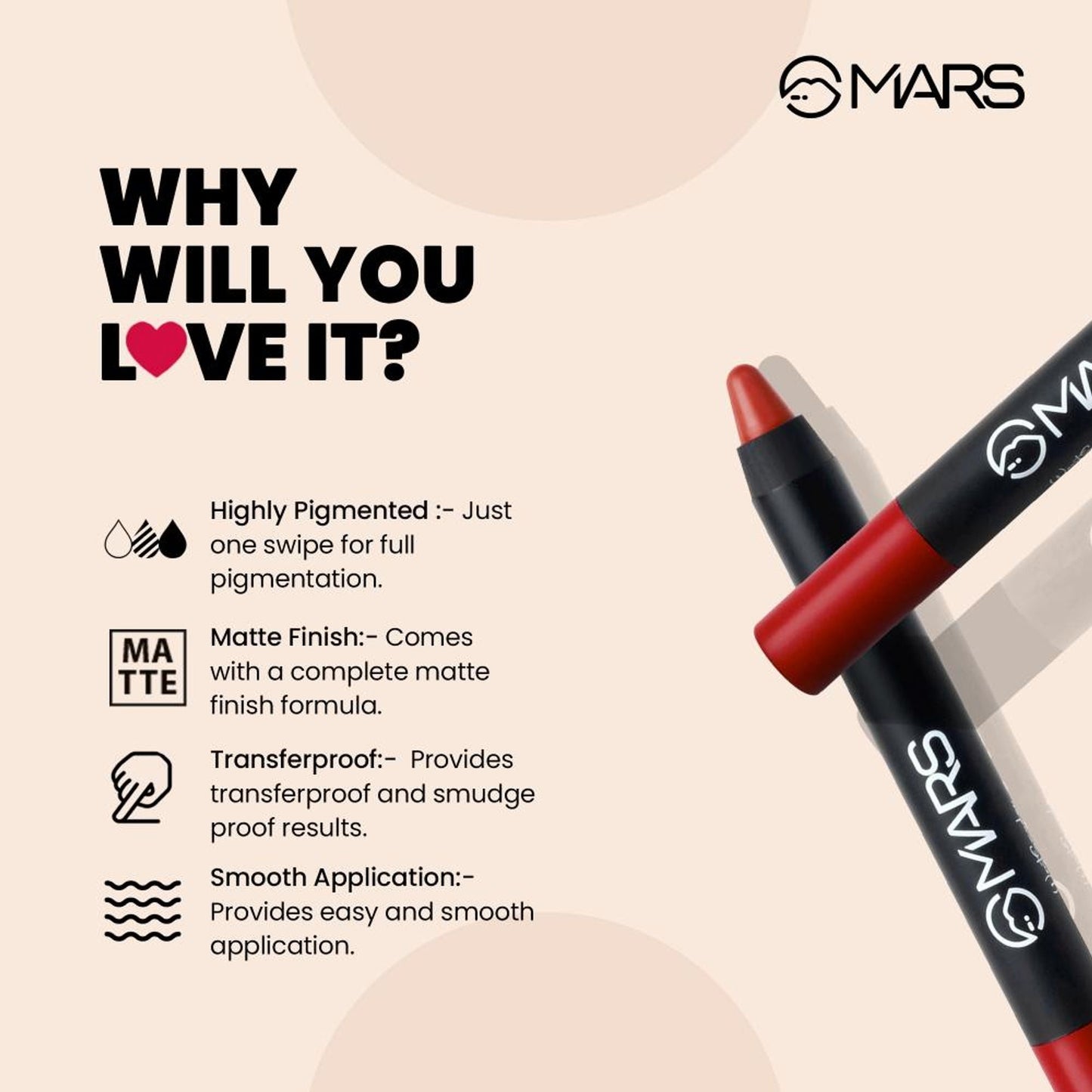 MARS Cosmetics Won't Smudge Won't Budge Lip Crayon - Boss Lady