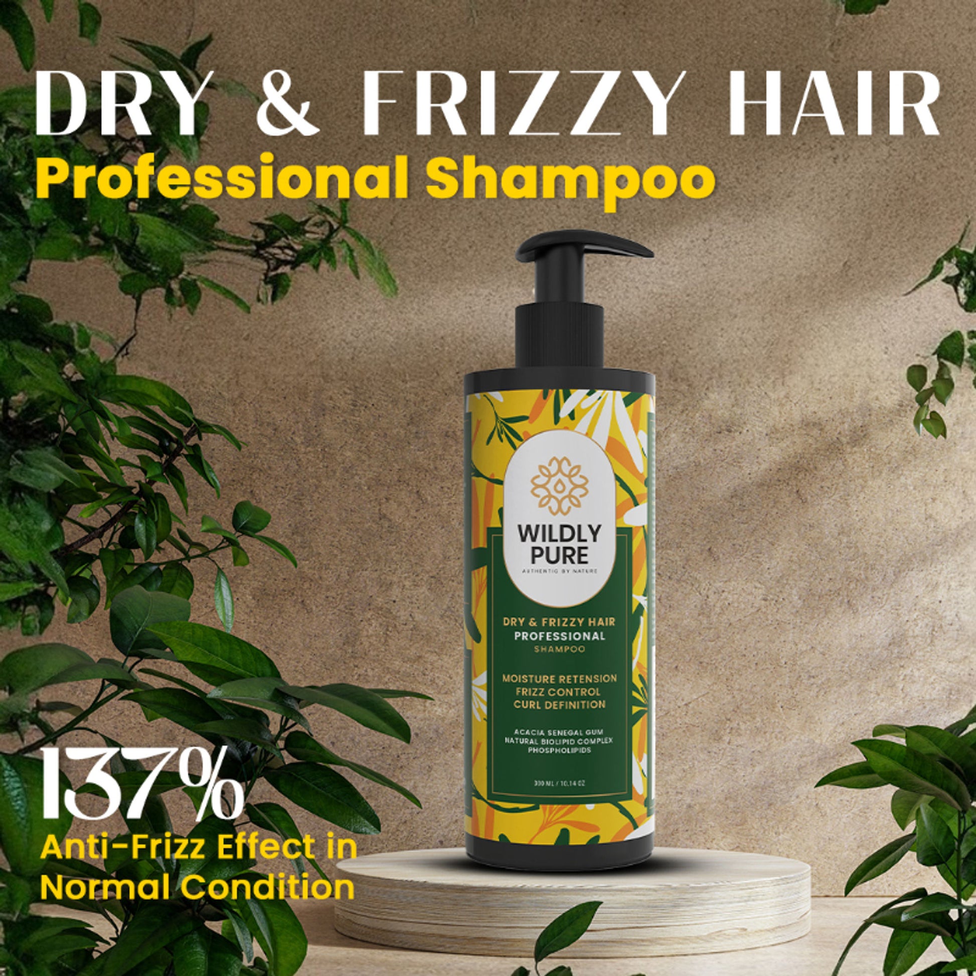 Wildly Pure Curly Shampoo for Dry & Frizzy Hair rich in Omega 9, 6 & 3