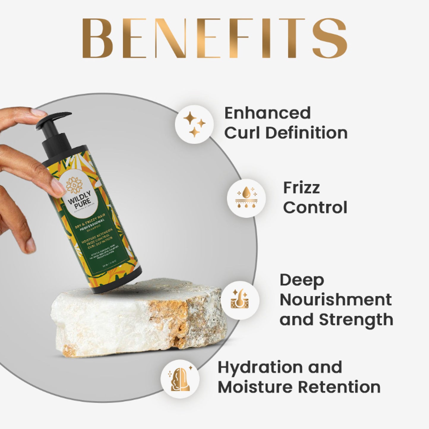 Wildly Pure Curly Shampoo for Dry & Frizzy Hair rich in Omega 9, 6 & 3