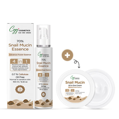 CGG Cosmetics 70% Snail Mucin Essence + FREE All In One Cream