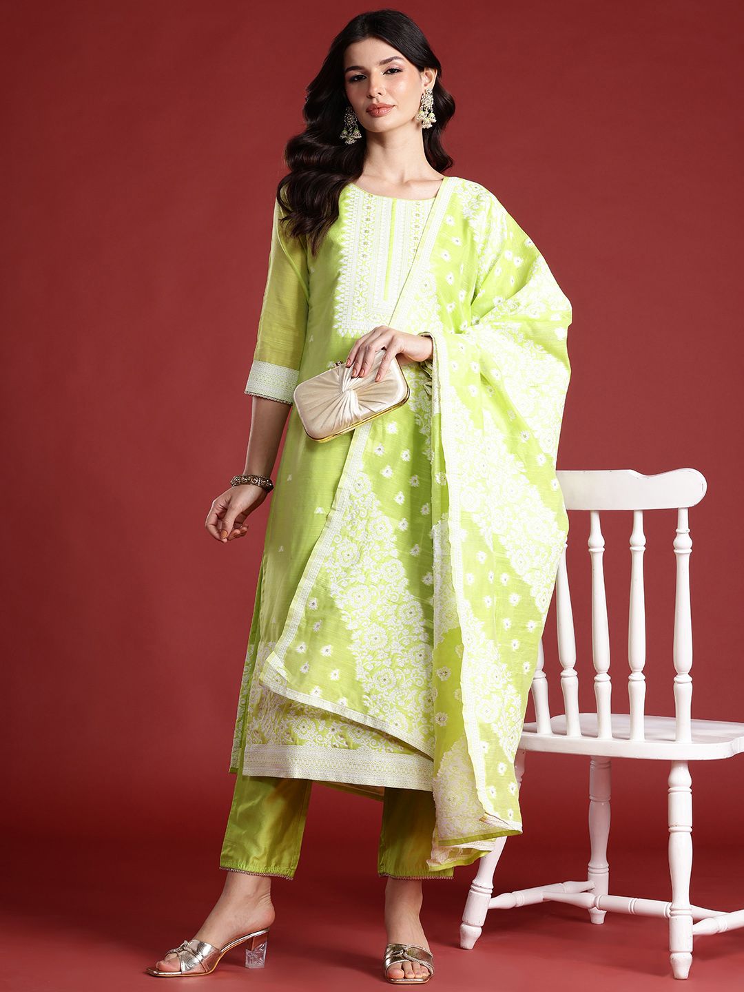 Ethnic Motifs Kurta with Trousers & With Dupatta