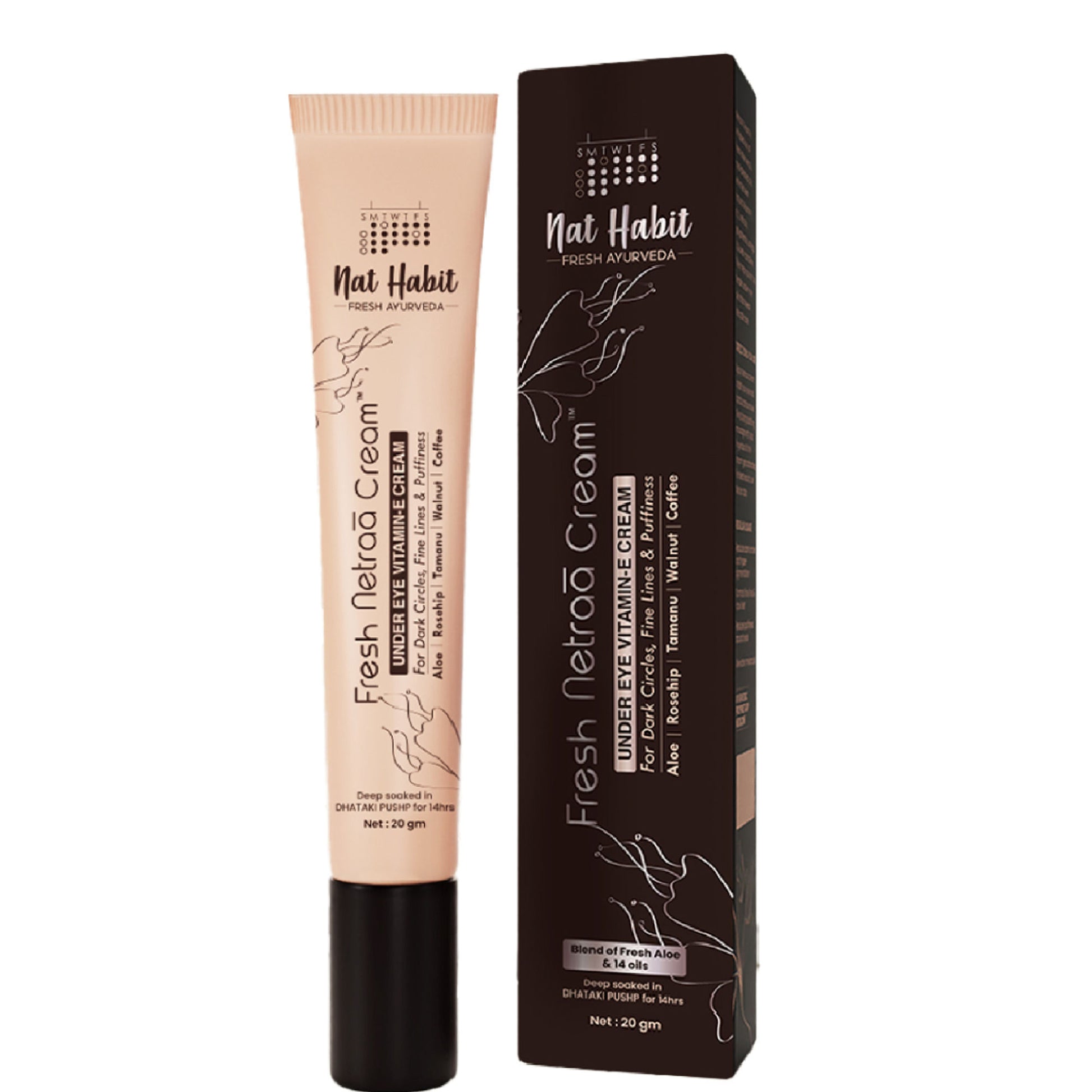 Nat Habit Under Eye Cream For Wrinkles And Dark Circle, Pure Netraa For Puffy Undereye With Coffee