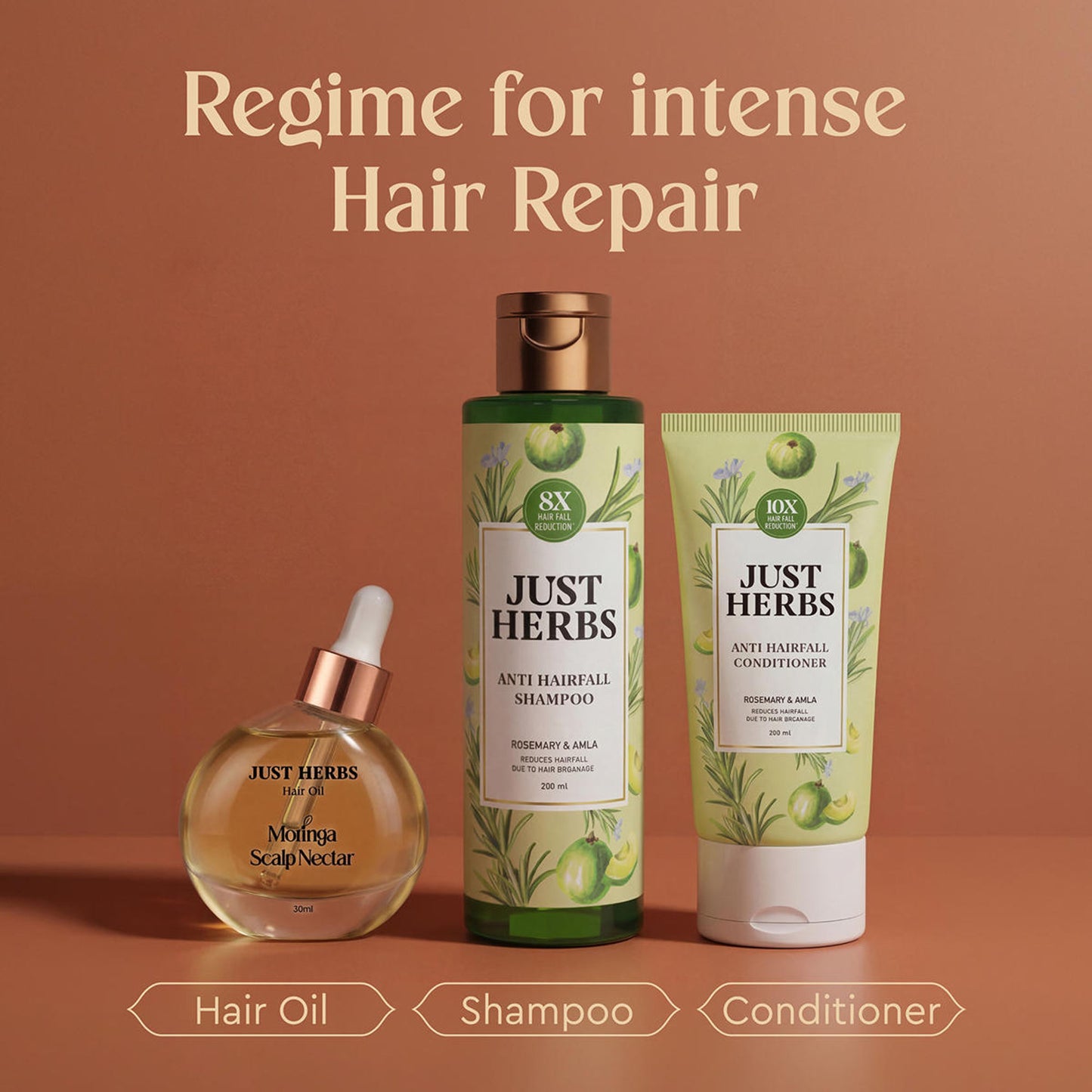 Just Herbs Hair Oil Moringa Scalp Nectar 99% Active Oil Infused Silicone Free, Paraben Free