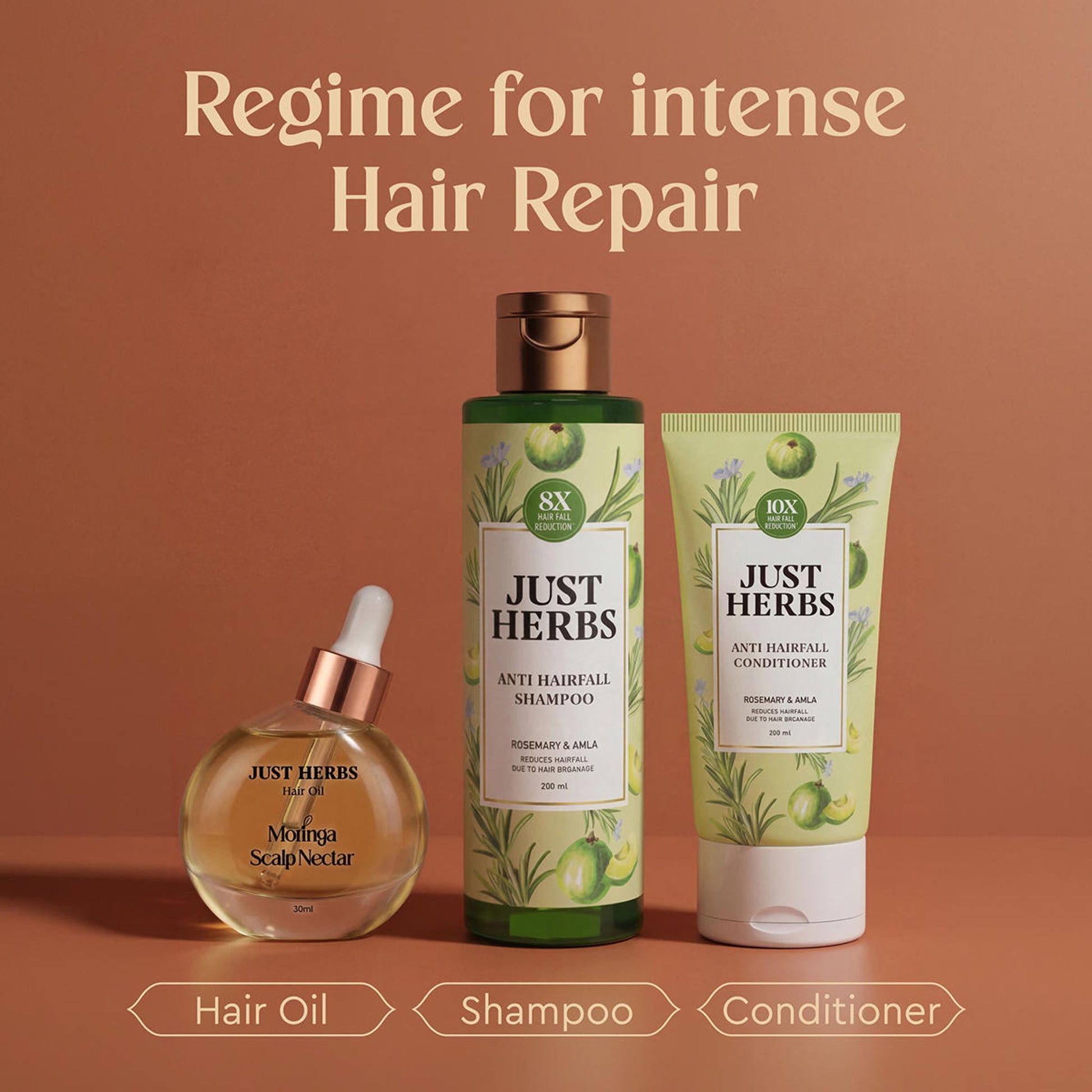 Just Herbs Hair Oil Moringa Scalp Nectar 99% Active Oil Infused Silicone Free, Paraben Free