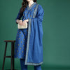 Dhiyona IE Ethnic Motifs Embroidered Pure Cotton Kurta with Trousers & Dupatta