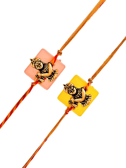 Anouk Set Of 2 Red Kanhaiya Rakhis With Roli Chawal & Greeting Card