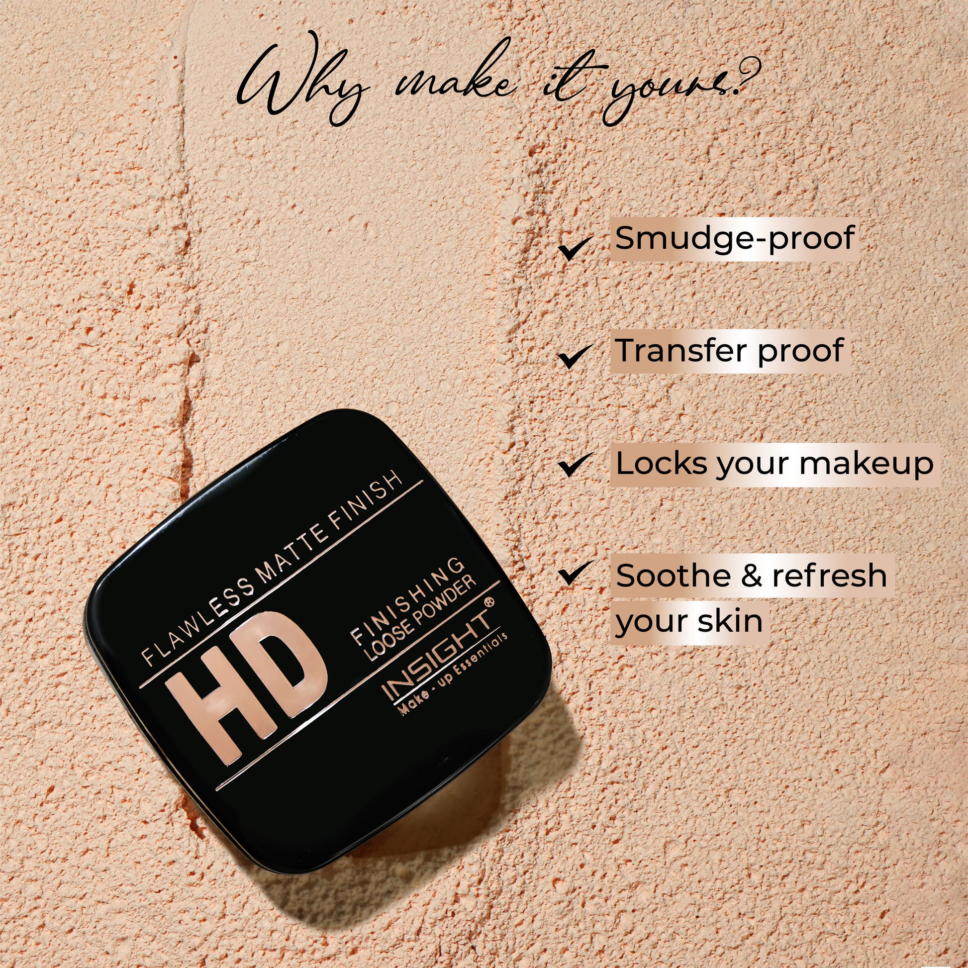 Insight Cosmetics Hd Finishing Loose Powder, Oil Control, Light Weight &Transferproof - Honey