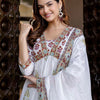 Dhiyona IE Floral Printed Empire Pure Cotton A-Line Kurta With Trousers & Dupatta