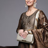 Dhiyona IE Women Brown Ethnic Motifs Yoke Design Kurta with Palazzos & With Dupatta