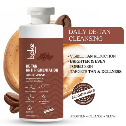 BAKE De-Tan Anti Pigmentation Coffee Body Wash for Dark Spots, Pigmentation, Tanning & Tan Removal