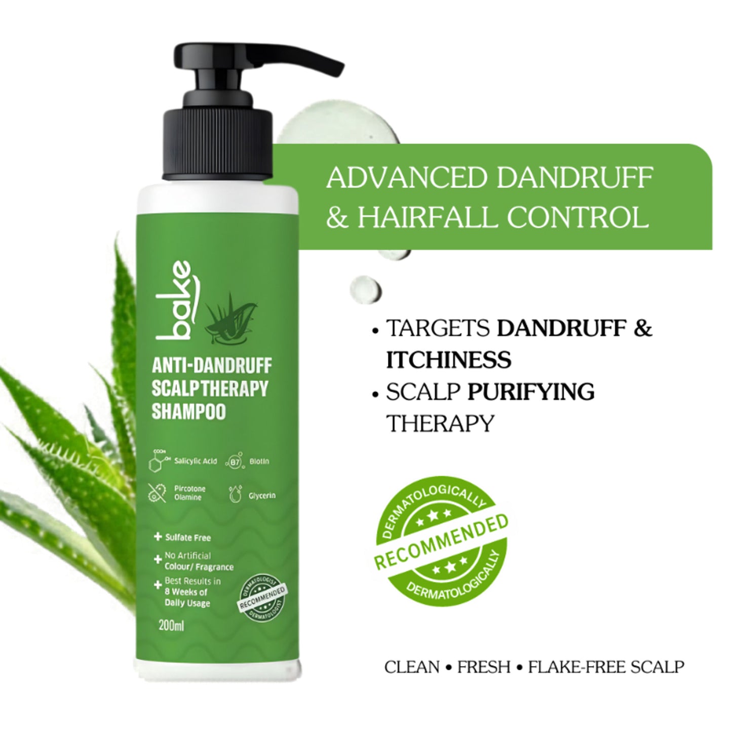 Bake 2% Salicylic Acid Anti Dandruff Scalp Therapy Shampoo For Dry & Frizzy Hair
