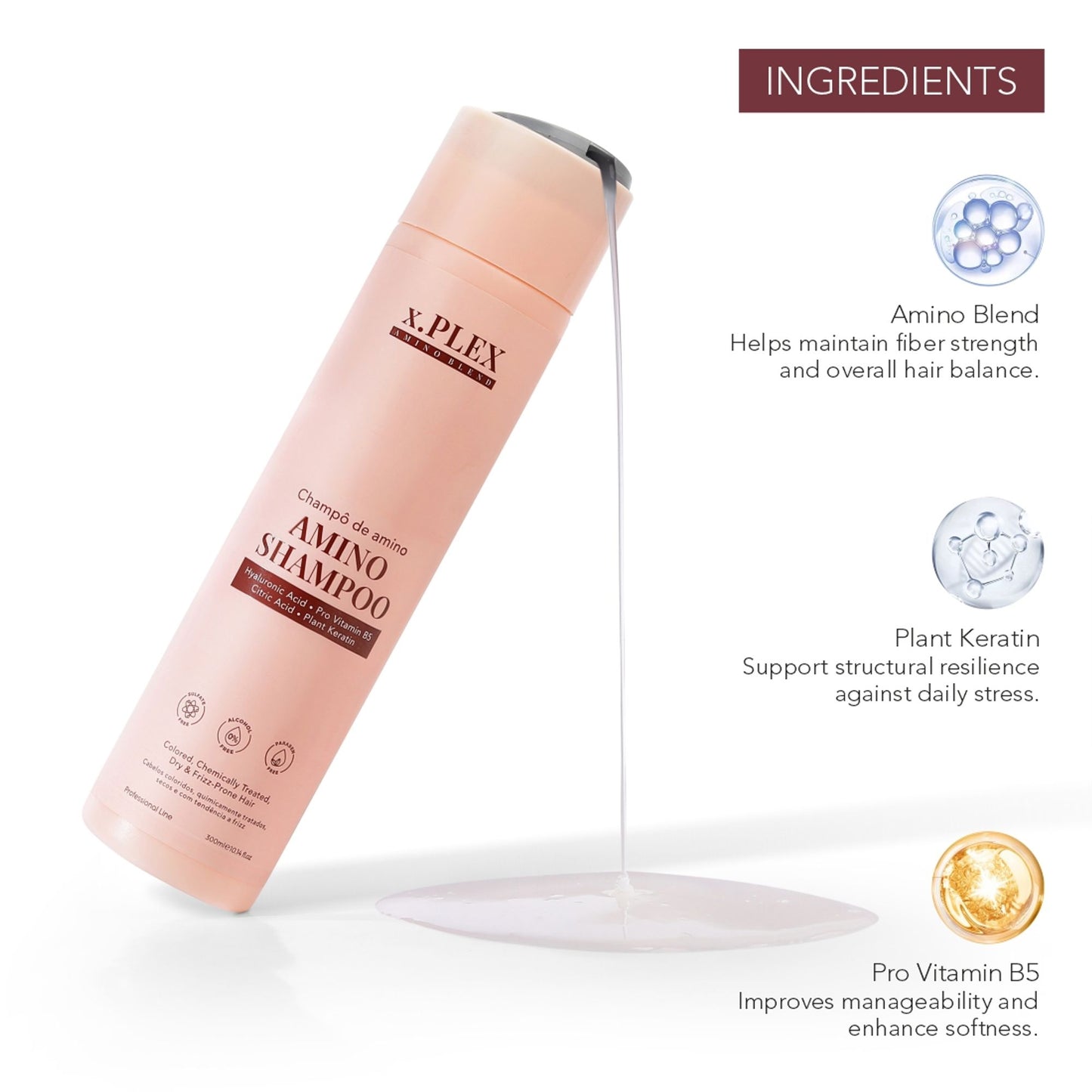 Beauty Gang Experts x.PLEX Amino Shampoo with Hyaluronic Acid & Pro-Vitamin B5 Plant Keratin