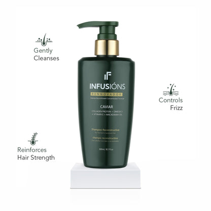 Beauty Gang Experts INFUSIONS Caviar Reconstructive Shampoo Collagen Omega 3 Vitamin E Macadamia Oil