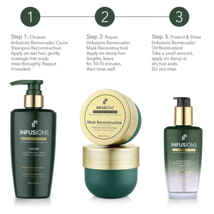 Beauty Gang Experts INFUSIONS Caviar Reconstructive Shampoo Collagen Omega 3 Vitamin E Macadamia Oil