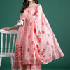 Dhiyona IE Floral Printed Beads & Stones Pure Cotton Kurta With Trousers & Dupatta