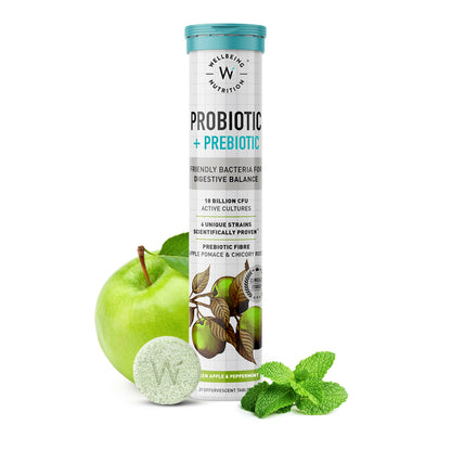 Wellbeing Nutrition Probiotic + Prebiotic Effervescent Tablets-Green Apple & Mint Flavor - Indyancart