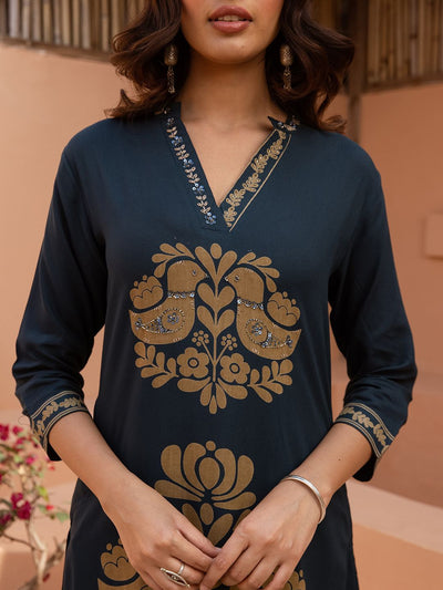 Indyancart SN Women's Printed Straight Kurta & Palazzo