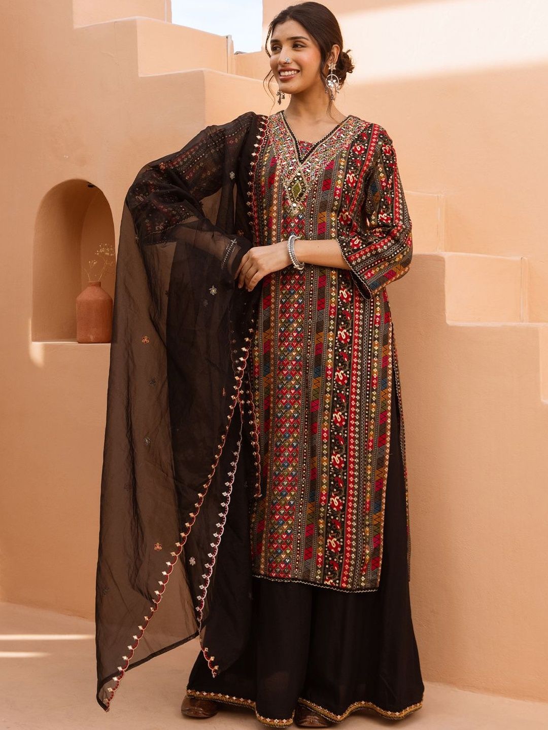 Women Ethnic Motifs Printed Kurta with Palazzos & Dupatta