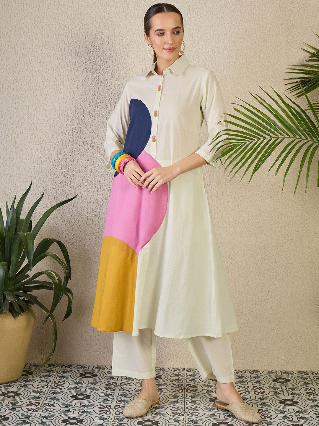 Indyancart IE INDO ERA Women Printed Tunic with Trousers