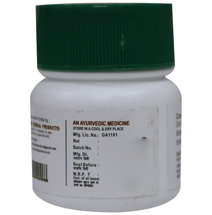 Shriji Herbal Products Bhringraj Ghanvati Ayurvedic tablets in a blister pack, used for hair health and herbal wellness.