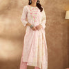 Dhiyona IE Women Floral Embroidered Thread Work Pure Cotton Kurta with Trousers & Dupatta