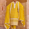 Indyancart IE Women Ethnic Motifs Embroidered Cotton Kurta with Trousers & Dupatta