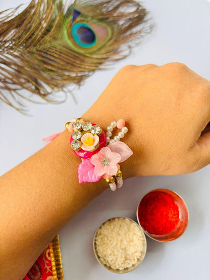 Anouk Set Of 2 Pink Floral Rakhi