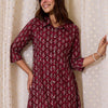 Dhiyona IE Printed Pure Cotton Shirt Collar Neck Tunic With Trousers
