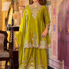 Indyancart IE Ethnic Motifs Embroidered V-Neck Sequinned Kurta With Sharara & Dupatta