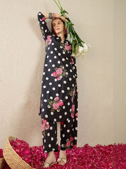 Women Floral Printed Regular Pure Cotton Kurta with Trousers