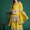 Indyancart IE Ethnic Motifs Embroidered Sequinned Kurta with Palazzos & With Dupatta