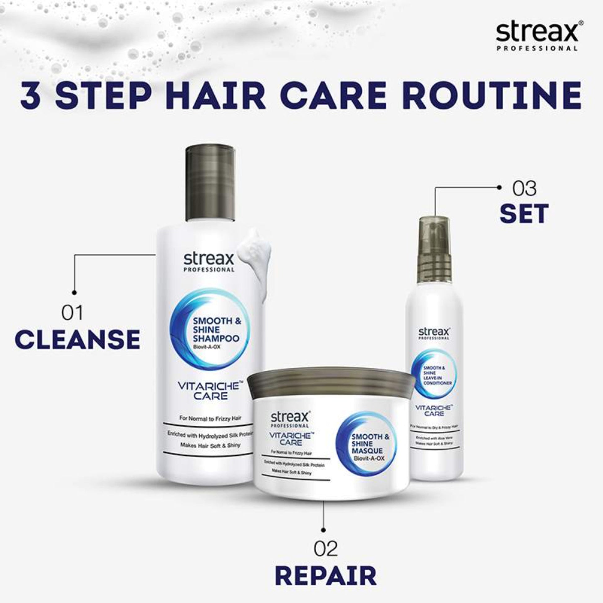 Streax Professional Vitariche Care Smooth & Shine Shampoo For Normal to Dry Hair
