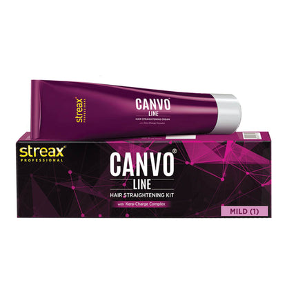 Streax Professional Canvoline Hair Straightening Kit Cream For Curly & Frizzy Hair Mild