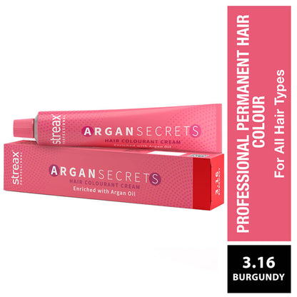 Streax Professional Argan Secrets Hair Colourant Cream - Flame Red - Burgundy 3.16