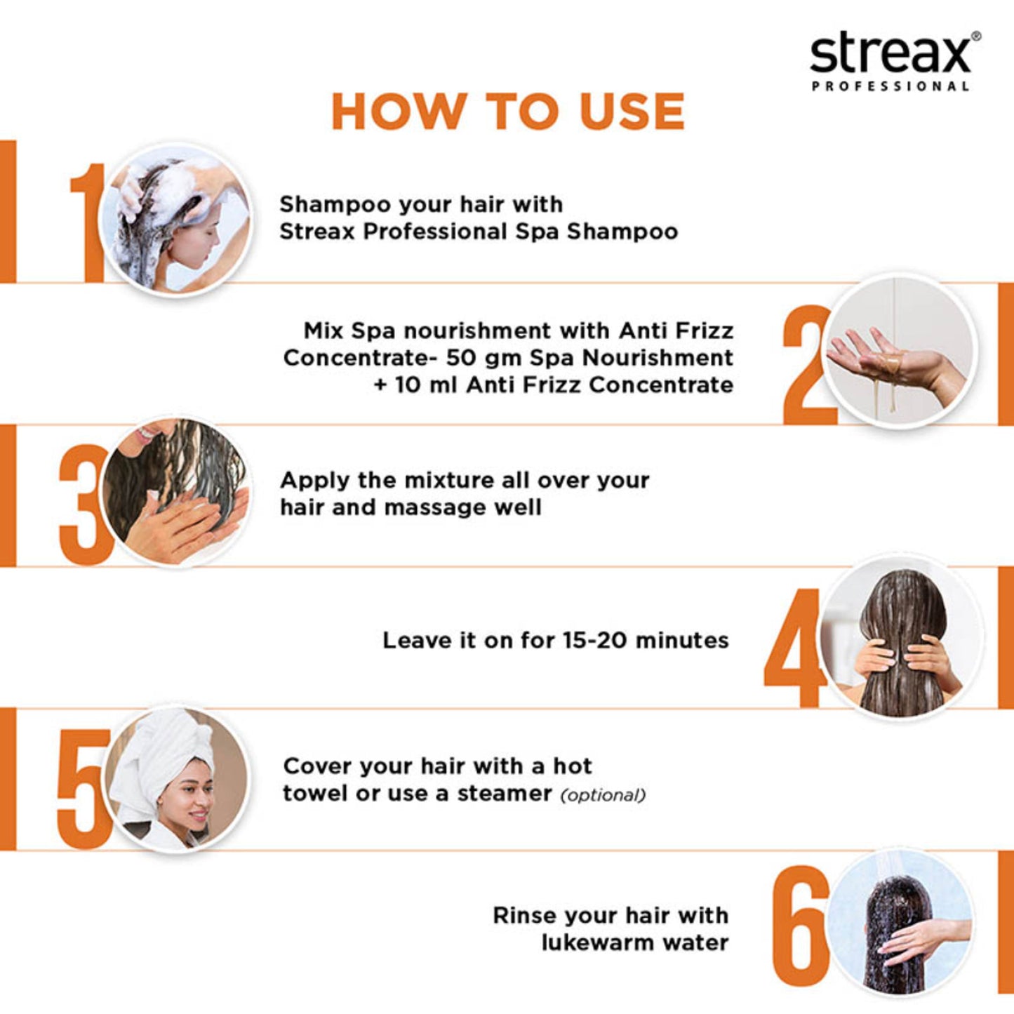 Streax Professional Spa Nourishment Anti-Frizz Concentrate, For Normal to Dry Hair