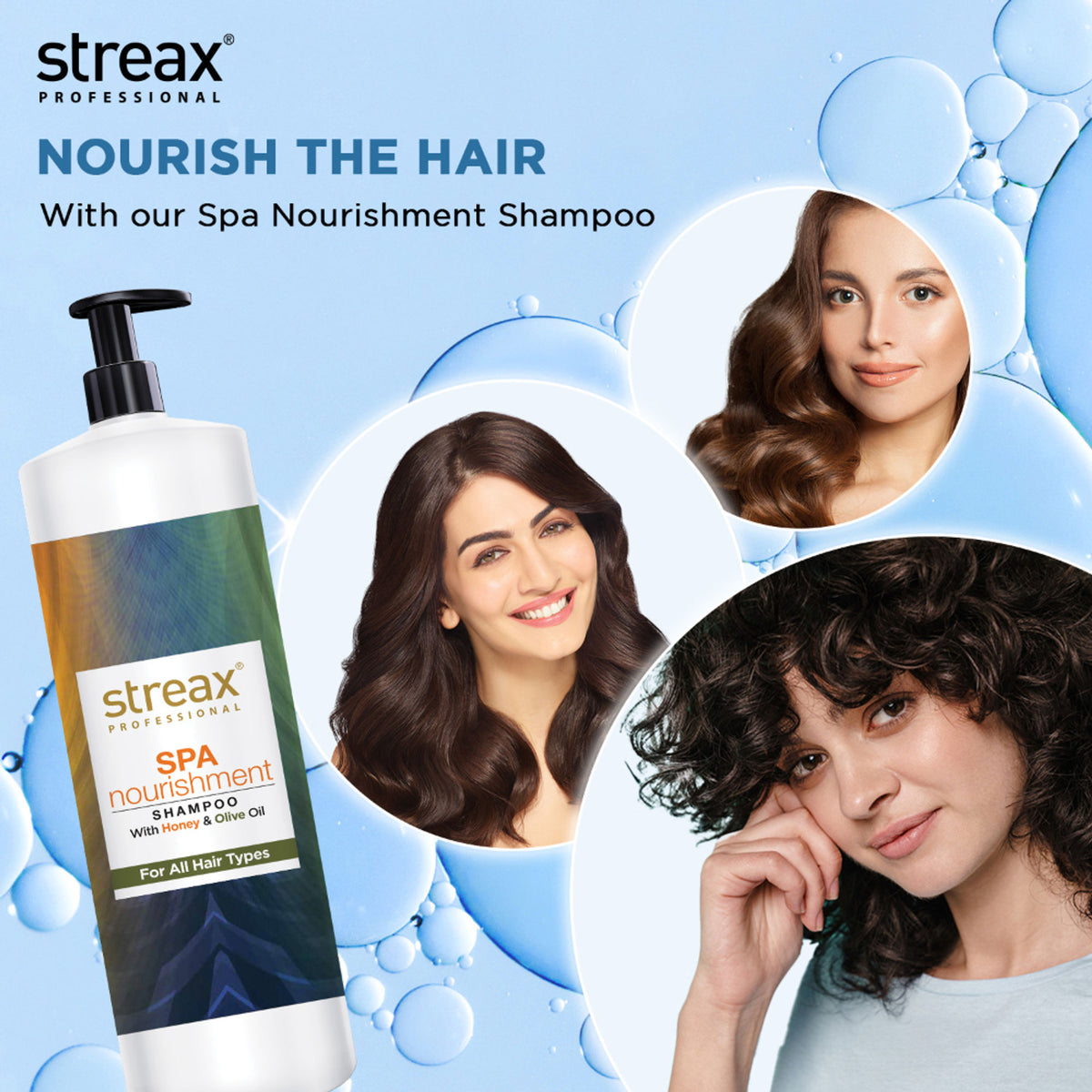Streax Professional Spa Nourishment Shampoo, With Honey and Olive Oil