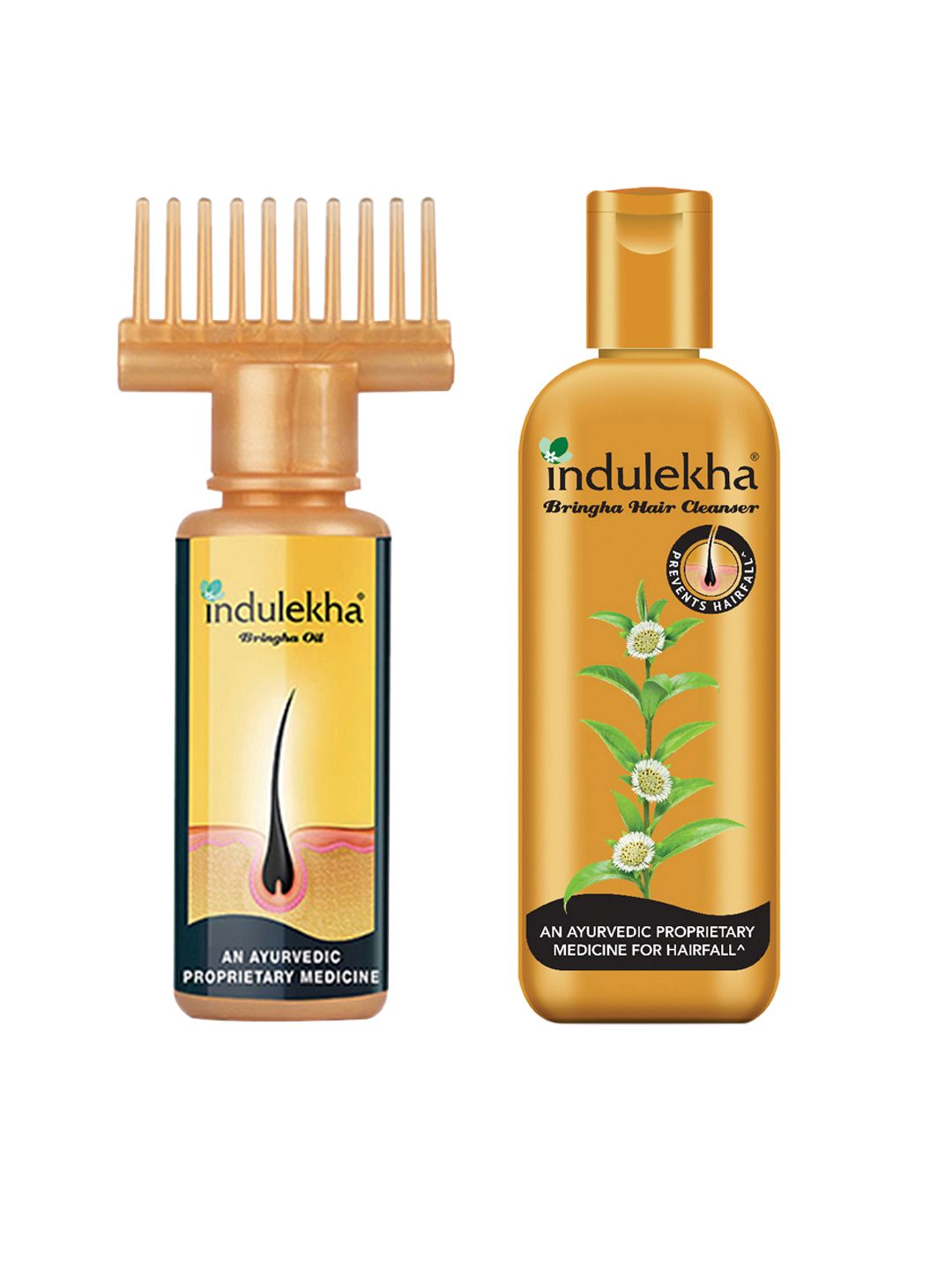 Indulekha Combo Set - Bringha Hair Oil and Anti Hair Fall Shampoo (Hair Cleanser)