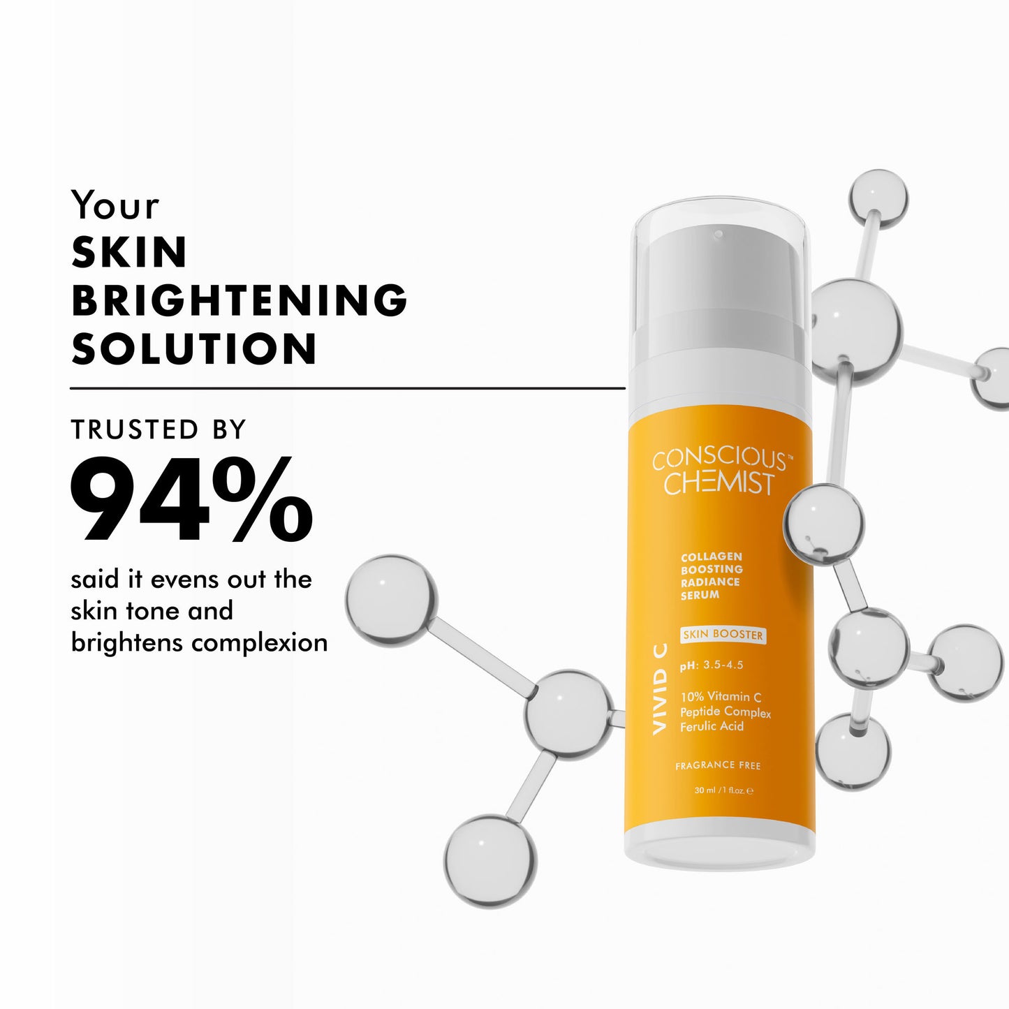 Conscious Chemist 10% Vitamin C Face Serum (Advanced) With Peptiide Complex For Glowing Skin