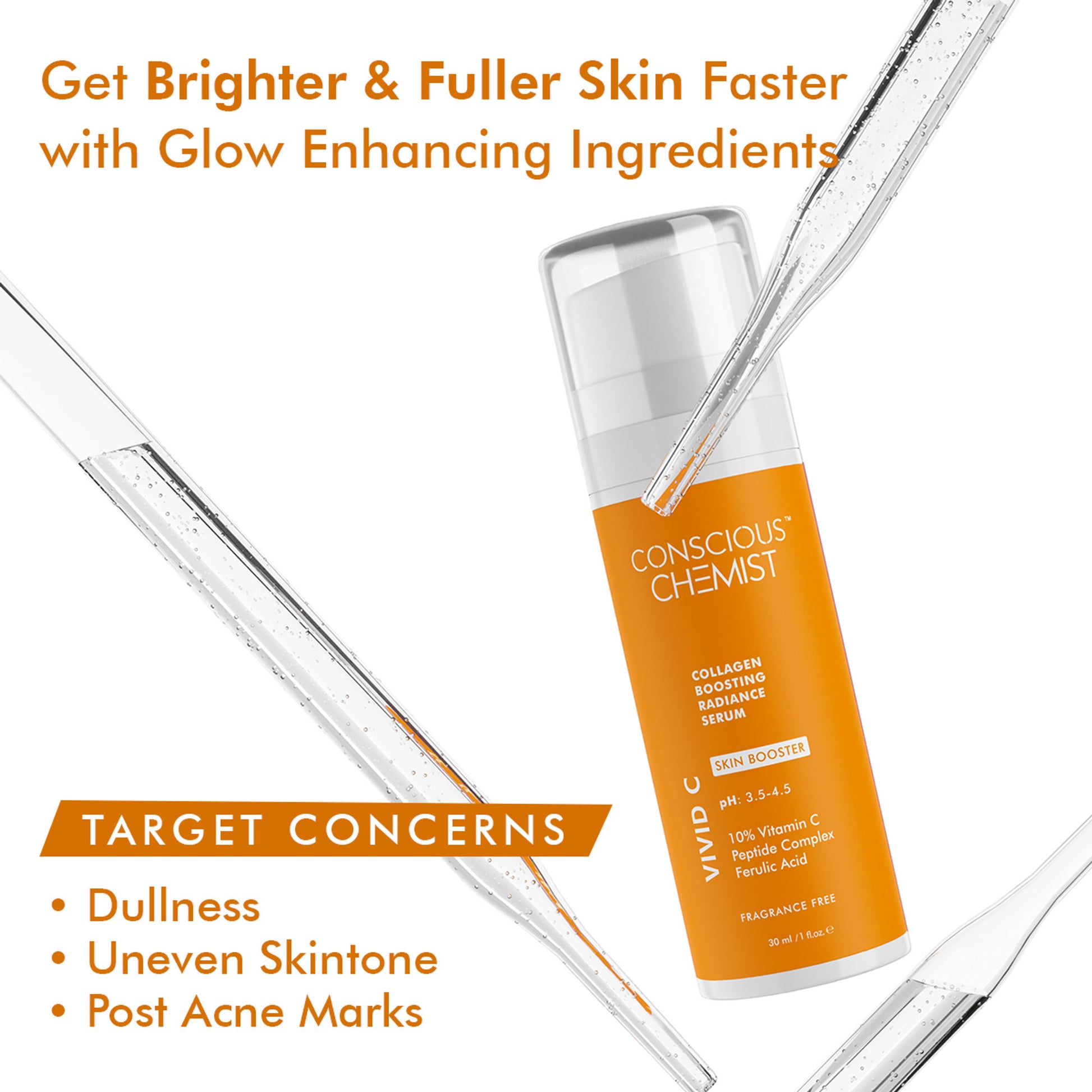 Conscious Chemist 10% Vitamin C Face Serum (Advanced) With Peptiide Complex For Glowing Skin