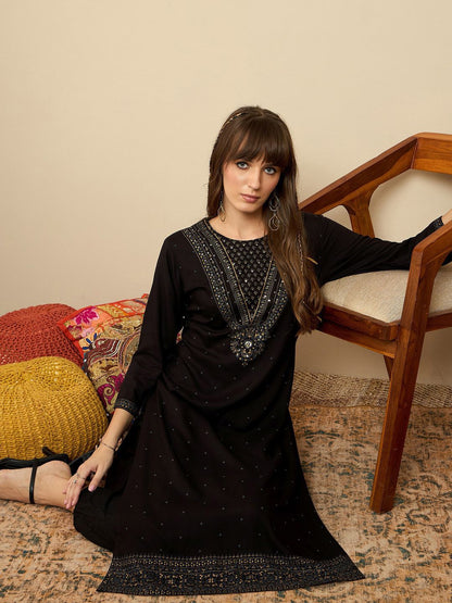 Indyancart IE Ethnic Motifs Printed Sequinned Kurta