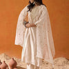 Dhiyona IE Off White Ethnic Motifs Embroidered Panelled Zari Kurta With Trousers & Dupatta