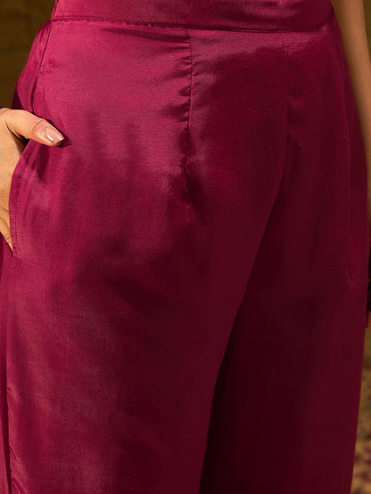 Indyancart IE Floral Embroidered Embellished V-Neck Straight Kurta with Trouser And Dupatta