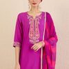 Indyancart IE Women Solid Embroidered Kurta with Pyjama & Dupatta