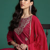 Indyancart IE Ethnic Motifs Embroidered Kurta with Trousers & With Dupatta