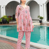 Dhiyona TI Women's Baby Pink Linen Embroidered Co Ord