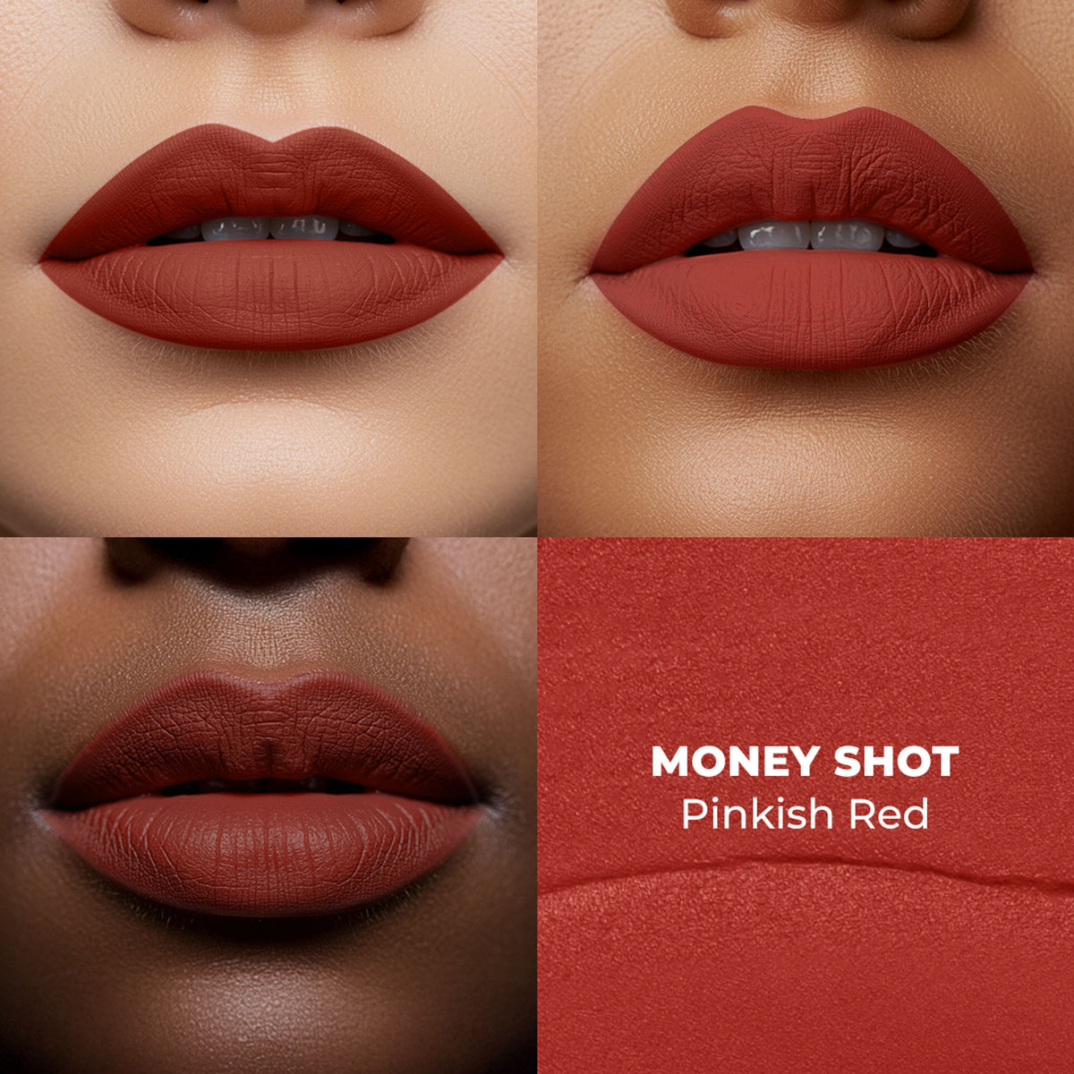 LoveChild Masaba LoveChild Masaba Matte Lipstick in Money Shot with vibrant red packaging and creamy lipstick bullet.