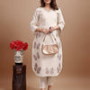 Dhiyona TI Women's Off White Linen with Contrast Butterfly Embroidered Kurta and Pant